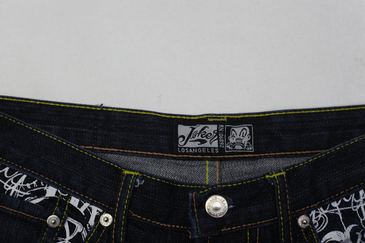 Y2K Mens Joker Printed Denim Shorts