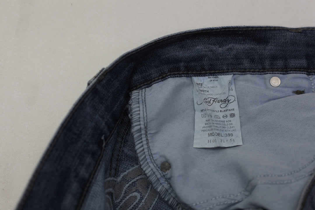 Y2K Mens Ed Hardy Skull & Dice Straight Leg Jeans