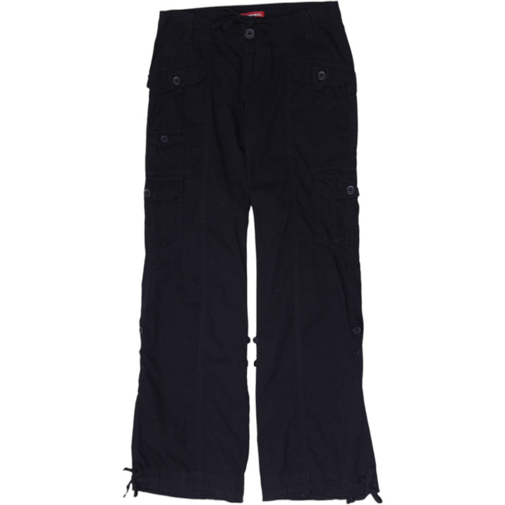 Y2K Ladies Unionbay Cargo Pants Black Cotton Utility Casual