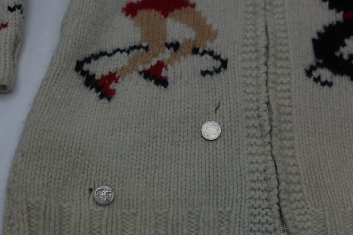 Vintage Mary Maxim “Cowichan” Figure Skating, Wool, Hand Knit Cream Sweater