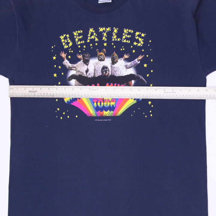Vintage 90S The Beatles Magical Mystery Tour T-Shirt Navy Blue Made In USA XL