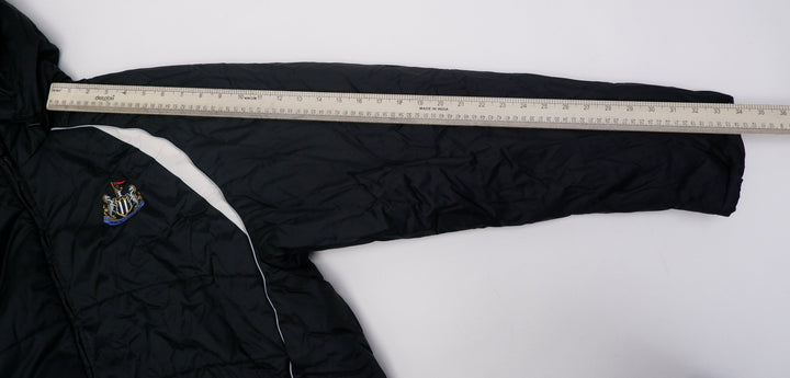 Vintage Mens Adidas Puffer Jacket Black Newcastle United Logo Hooded