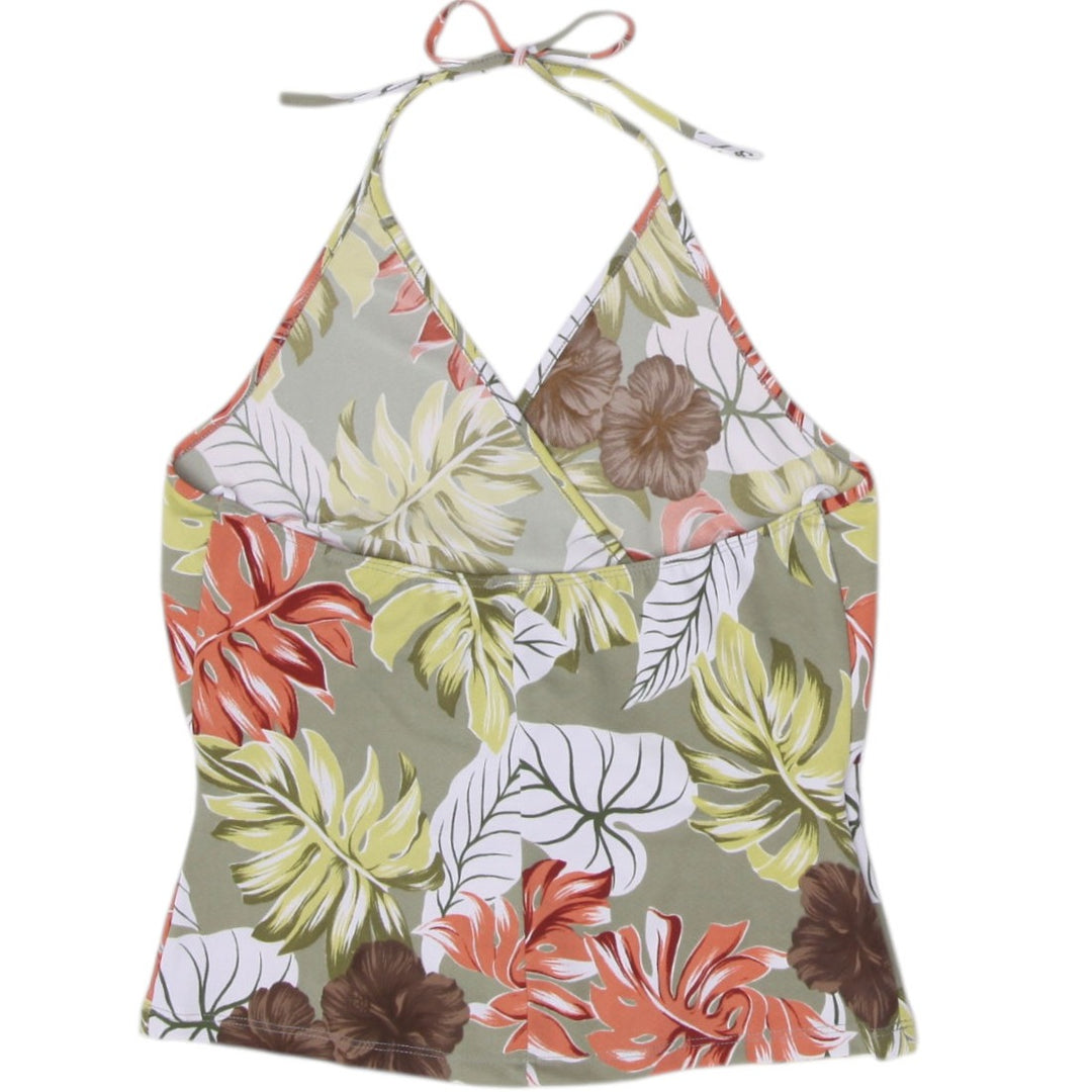 Y2K Ladies Unit U.S.A. Tropical Palm Leaf Halter Top Size L