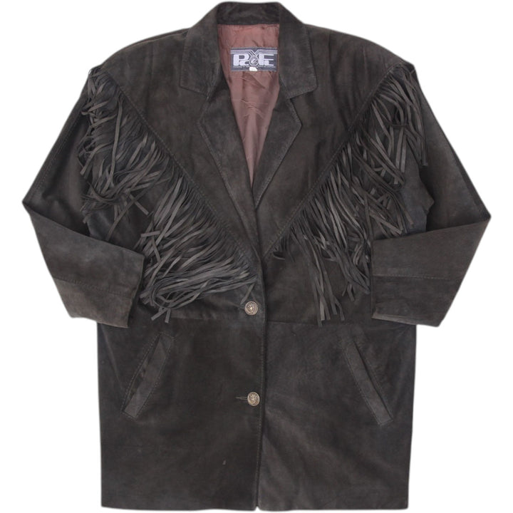 Vintage 90s Dark Green Suede Leather Fringe Western Jacket Size S | Migration_Jackets | Fashion Rerun