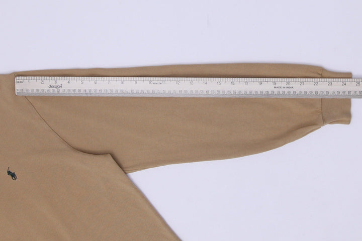 Mens Ralph Lauren Tan Textured Piqué Mesh Long Sleeve with Ribbed Cuffs Size L