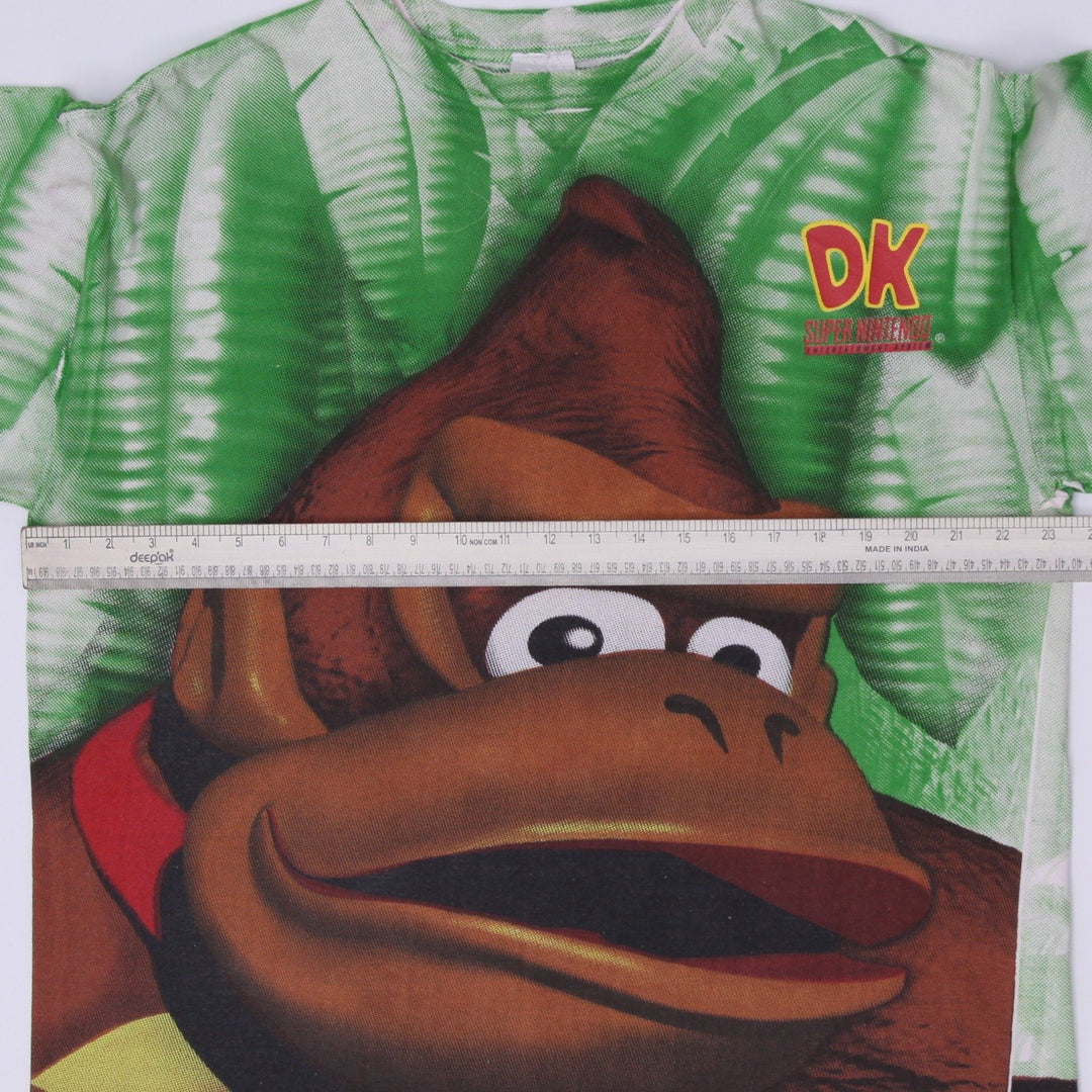 Vintage 1994 Donkey Kong Country AOP T Shirt OSFM Donkey Kong Wear Nintendo