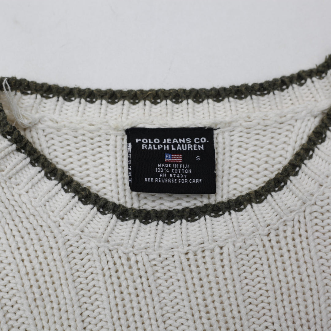 Vintage Ladies Polo Ralph Lauren U.S. Flag Cotton Knit Sweater Small