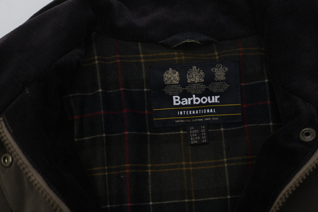 Vintage Barbour International Ladies Wax Jacket Olive Green