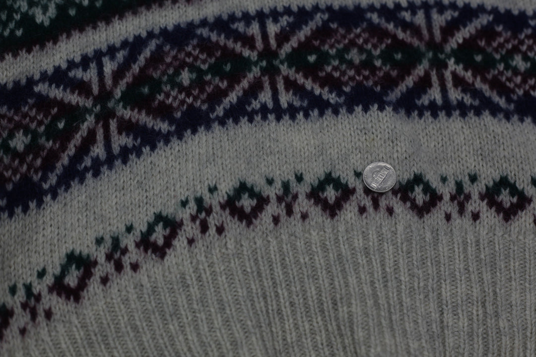 Vintage Boat House Row 100% Wool Shetland Shawl Neck Fair Isle Sweater Size L - Fashion Rerun Vintage Migration_Sweaters