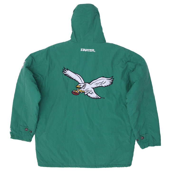 Vintage 1990s Eagles Starter Kelly Green Hooded Jacket