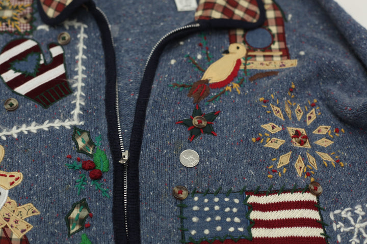 Vintage OHI USA Christmas Holidays Full Zip Sweater Ladies - Fashion Rerun Vintage Migration_Sweaters