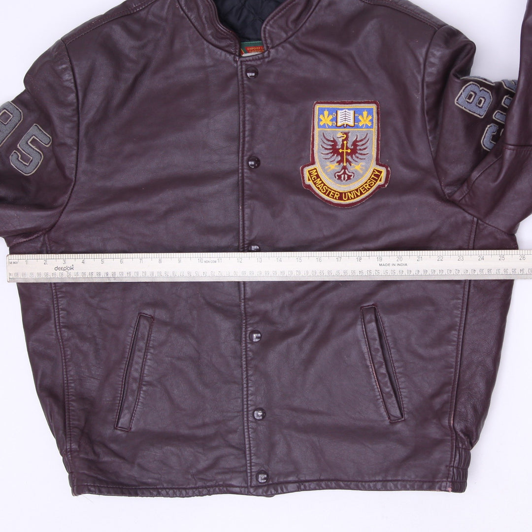 Vintage McMaster University Full Leather Varsity Jacket Size 46