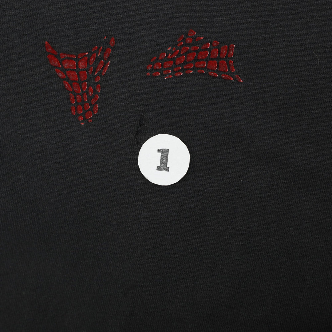 Vintage 1990s Spider-Man Marvel Comics Flocked Black T-Shirt Size XL | Migration_T-Shirt - Detail View | Fashion Rerun