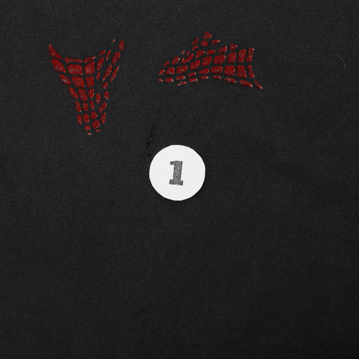 Vintage 1990s Spider-Man Marvel Comics Flocked Black T-Shirt Size XL | Migration_T-Shirt - Detail View | Fashion Rerun