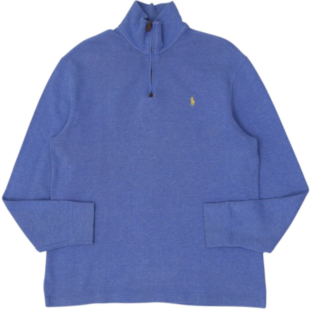 Mens Polo By Ralph Lauren Blue Quarter Zip Cotton Knitwear Sweater L | Migration_Knitwear & Sweaters RL Colle | Fashion Rerun