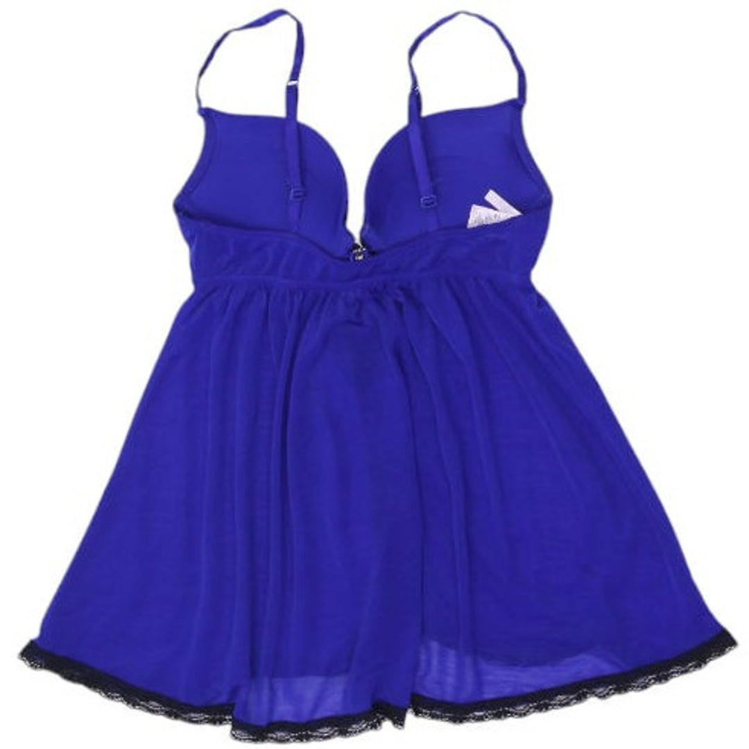 Ladies La Senza Lingerie Blue Lace Trim Bow Babydoll