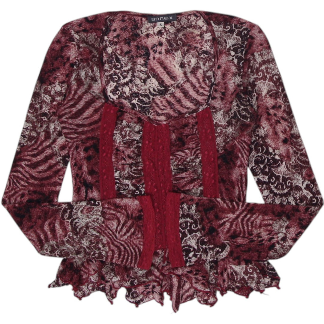 Y2K Ladies Floral Mesh Long Sleeve Top Size S | Migration_Y2K Tops | Fashion Rerun