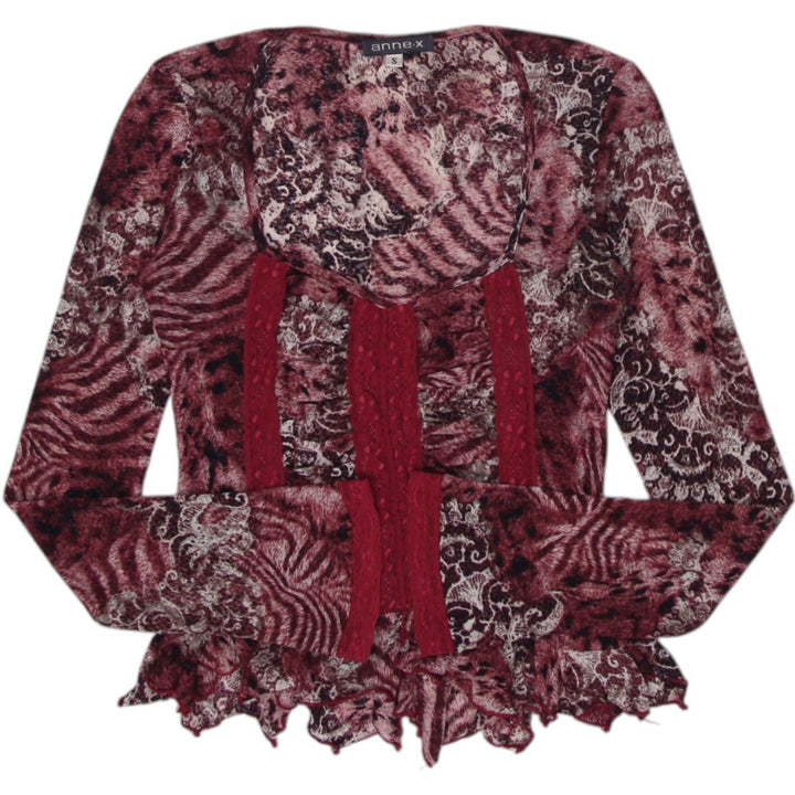 Y2K Ladies Floral Mesh Long Sleeve Top Size S | Migration_Y2K Tops | Fashion Rerun