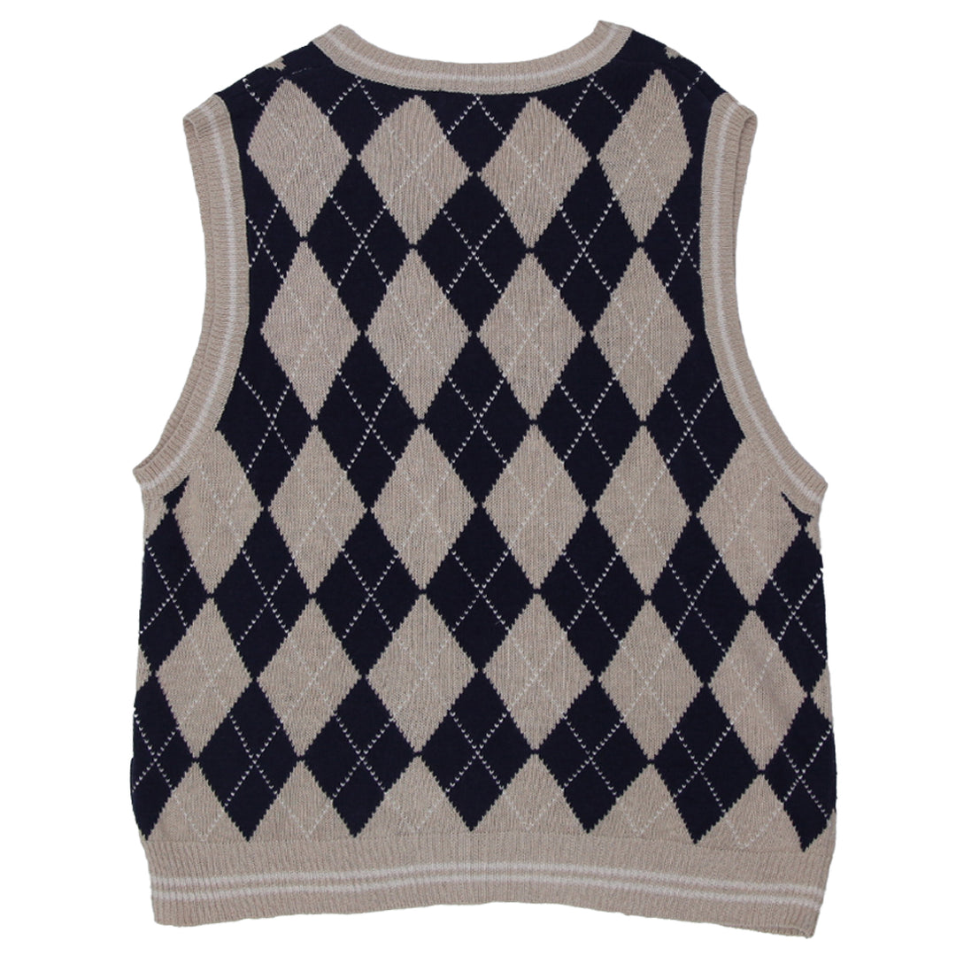 Vintage Chaps Ralph Lauren Argyle Linen Blend Sweater Vest Size L - Fashion Rerun Vintage Migration_Sweaters