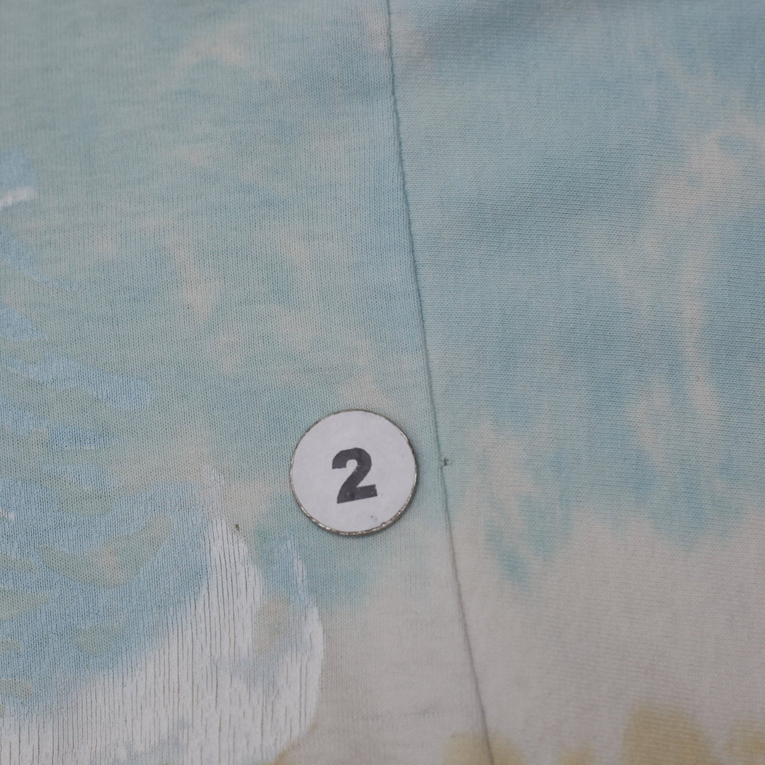Vintage 90s Liquid Blue Sea Turtle Beach Tie Dye All Over Print Beach Scene T-Shirt Single Stitch