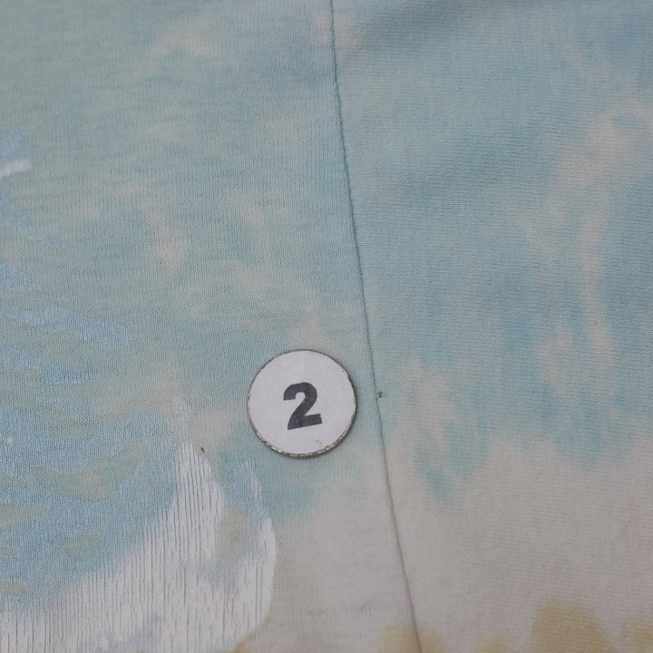 Vintage 90s Liquid Blue Sea Turtle Beach Tie Dye All Over Print Beach Scene T-Shirt Single Stitch