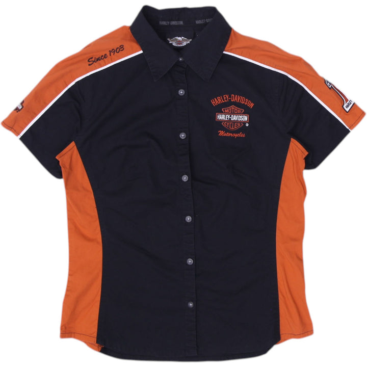 Ladies Harley Davidson HOG Orange Black Polo Size S | Migration_T-Shirts | Fashion Rerun