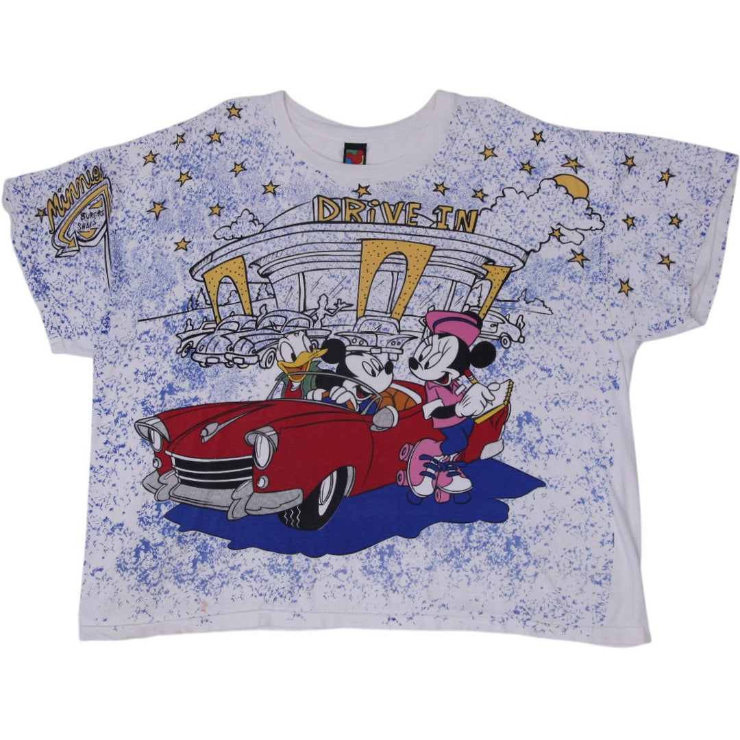 Vintage 90s Disney Mickey Mouse Shirt All Over Print Minnie’s Drive In AOP | Migration_T-Shirts | Fashion Rerun