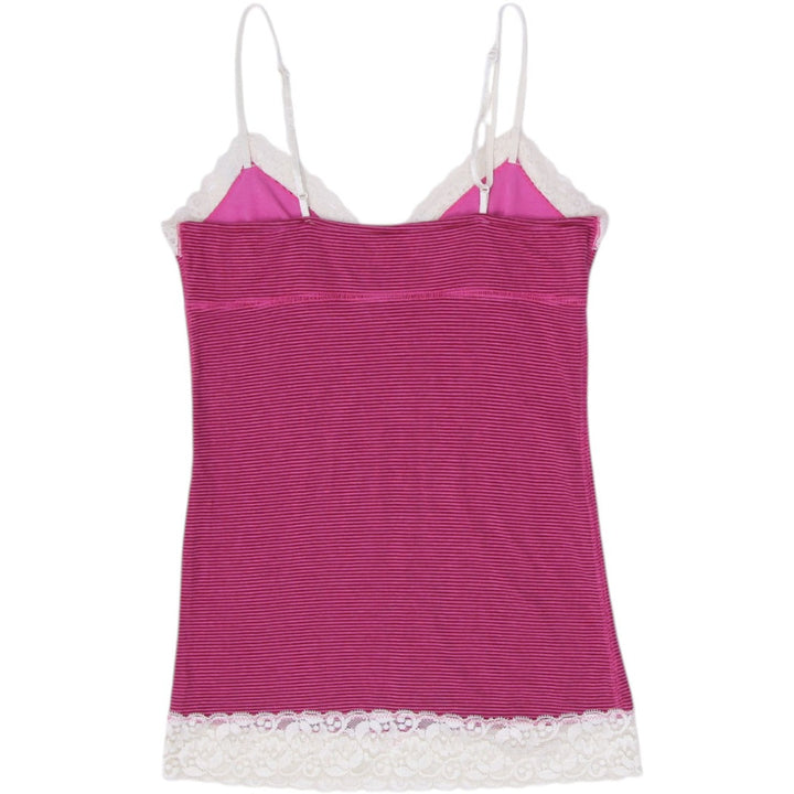 Y2K Ladies PINK Victoria's Secret Lace Trim Striped Cami Top Pink Size S