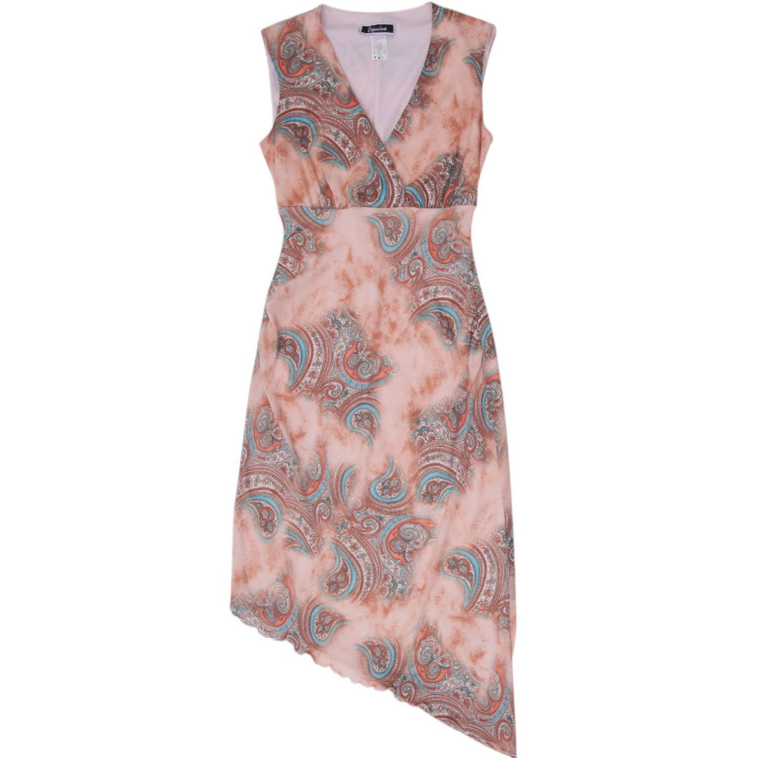 Y2K Ladies  Asymmetric Paisley Elegant Midi Dress S | Migration_Dresses | Fashion Rerun