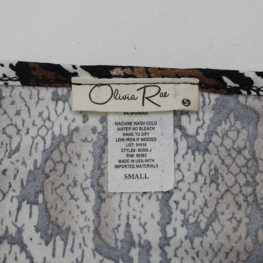 Y2K Ladies Olivia Rae Snakeskin Long Sleeve Top Size S Made in USA