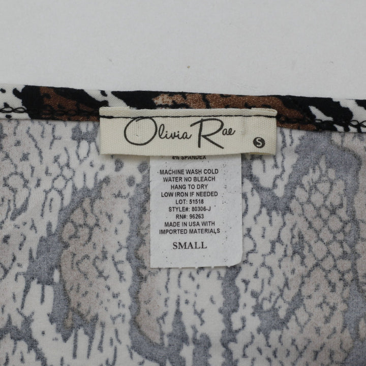 Y2K Ladies Olivia Rae Snakeskin Long Sleeve Top Size S Made in USA