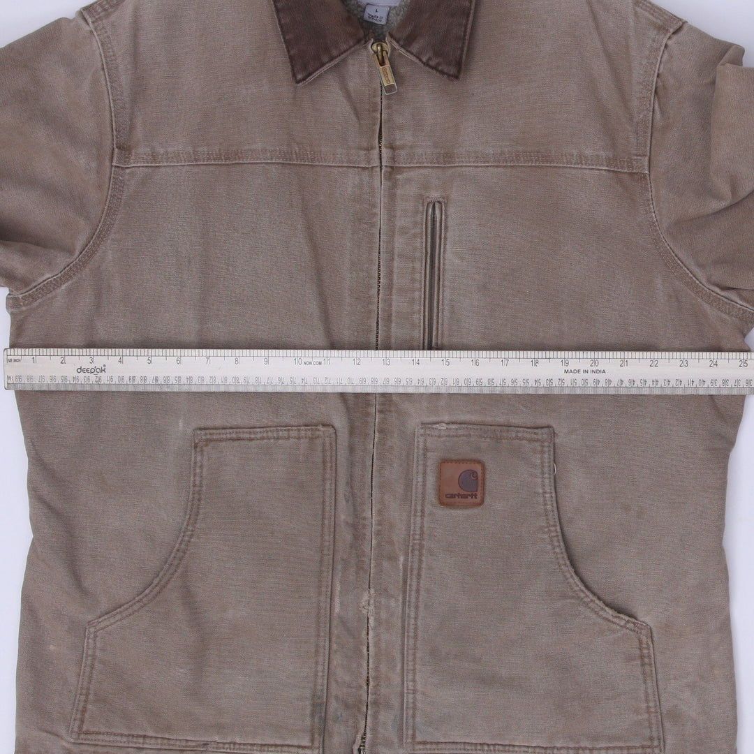 Mens Carhartt Sandstone Ridge Coat Full Zip Distressed Jacket Size L