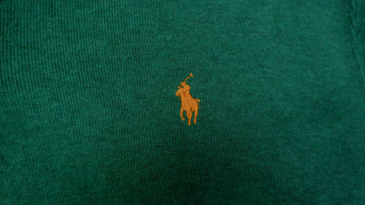 Mens Polo Ralph Lauren Sweater Green 1/4 Zip Cotton Knitwear