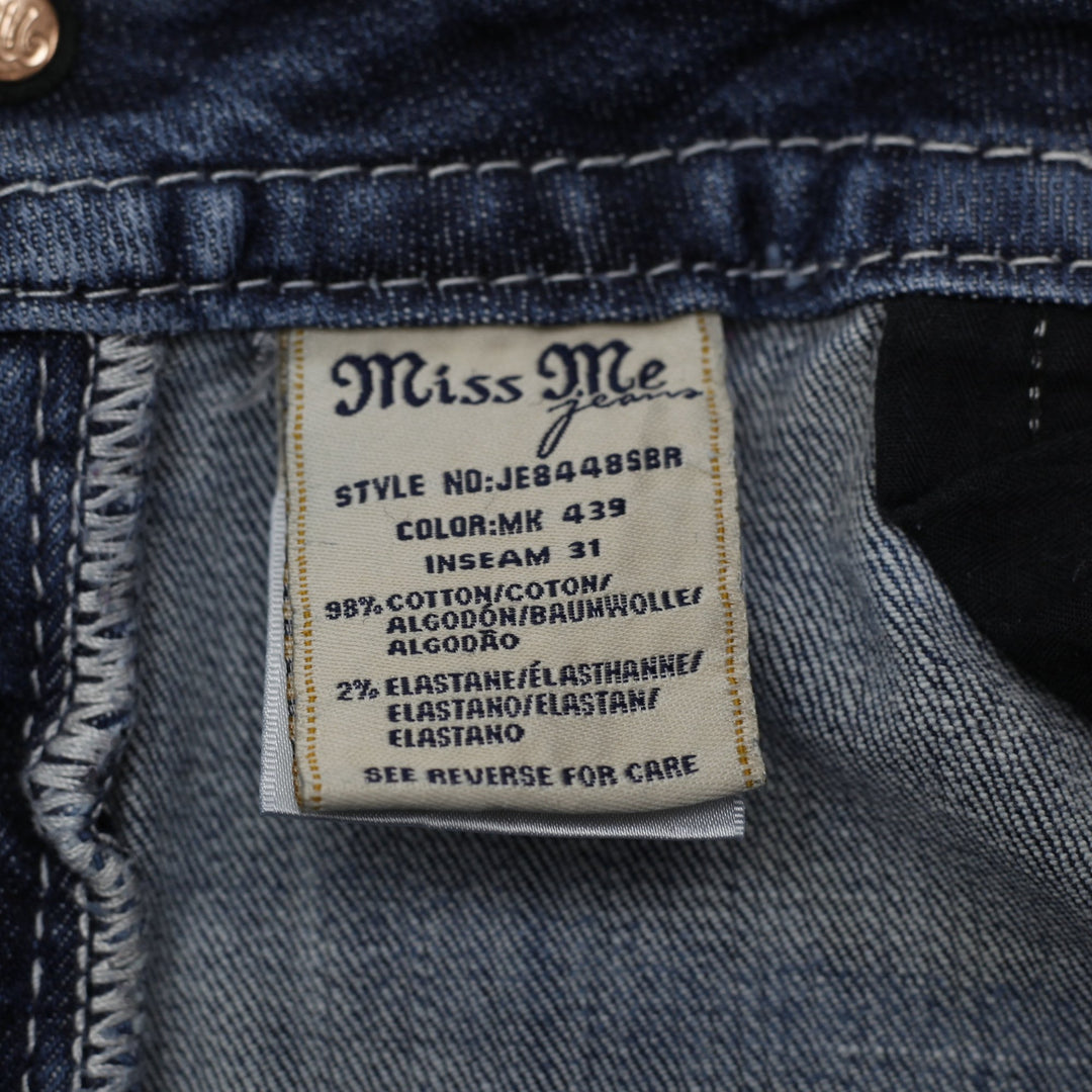 Y2K Ladies Miss Me Jeans Medium Blue Slim Boot Embellished Denim Size 27