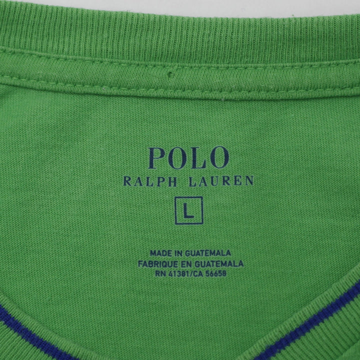 Mens Polo Ralph Lauren V-Neck Green T-Shirt Size L