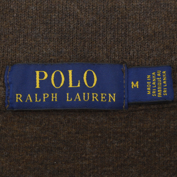 Mens Polo Ralph Lauren Sweater Brown 1/4 Zip Knitwear Size M