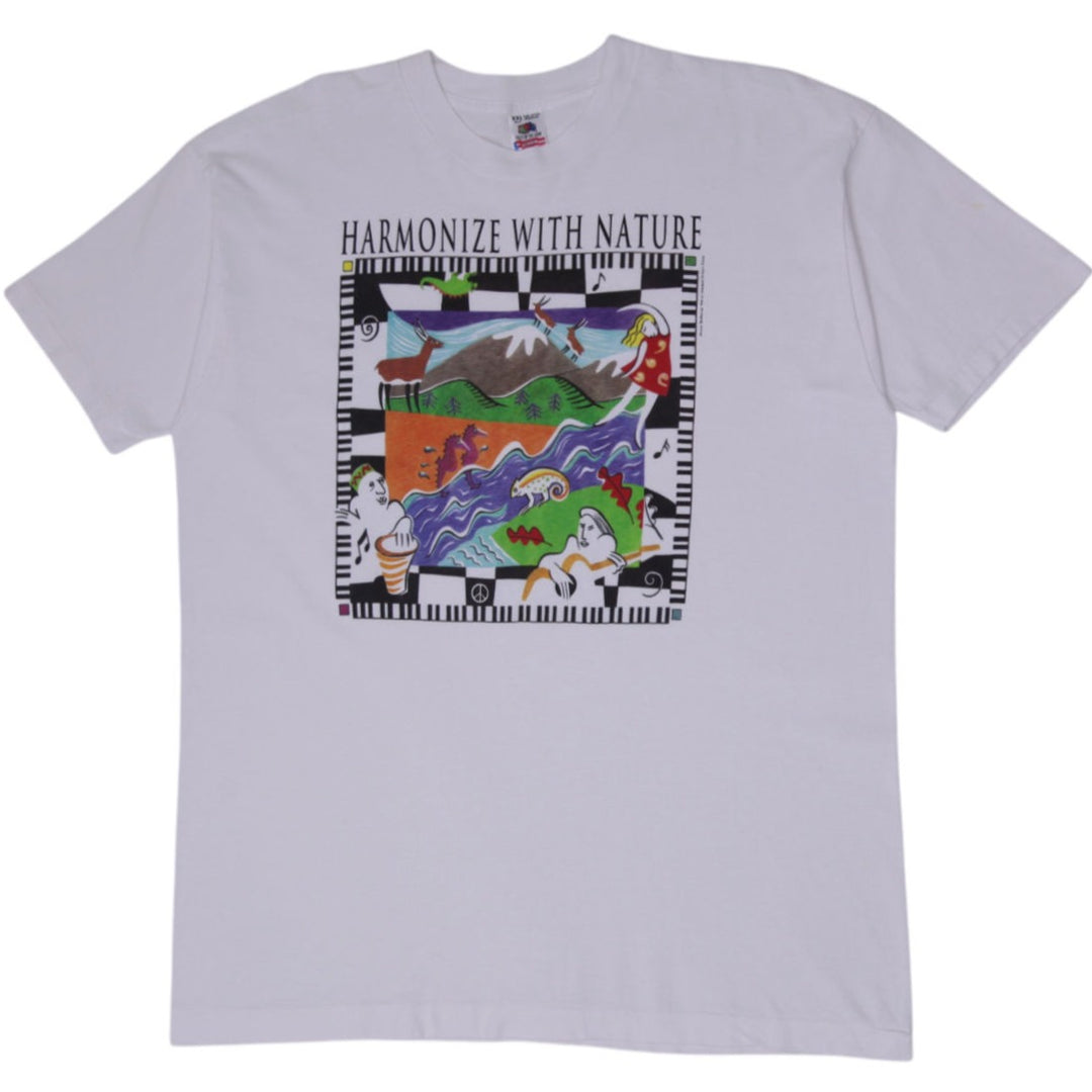 Vintage 1994 Harmonize With Nature Art T-Shirt SS Made in USA Size XXL