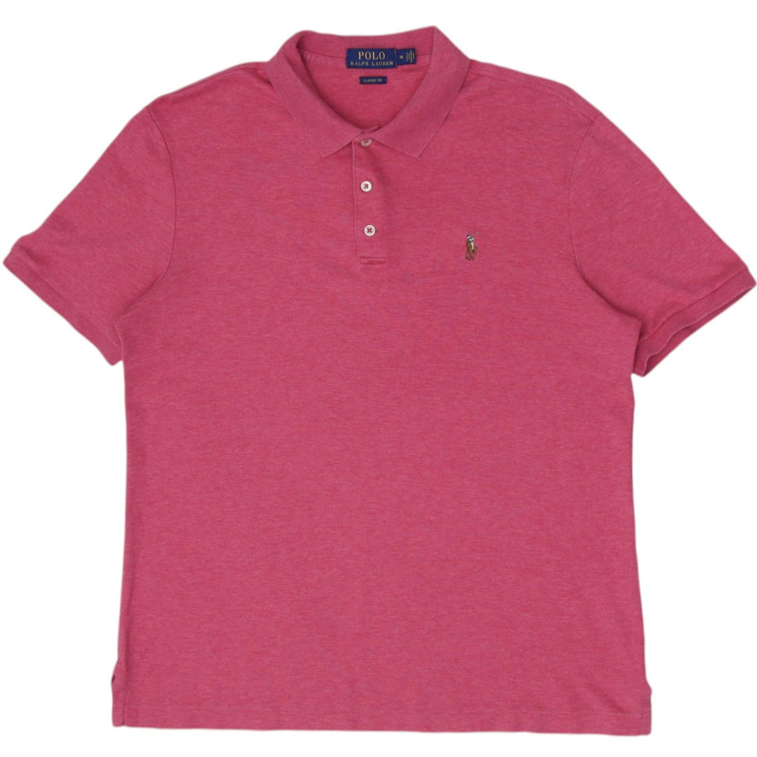 Mens Polo Ralph Lauren Classic Fit Polo T-Shirt Heathered Pink Size M