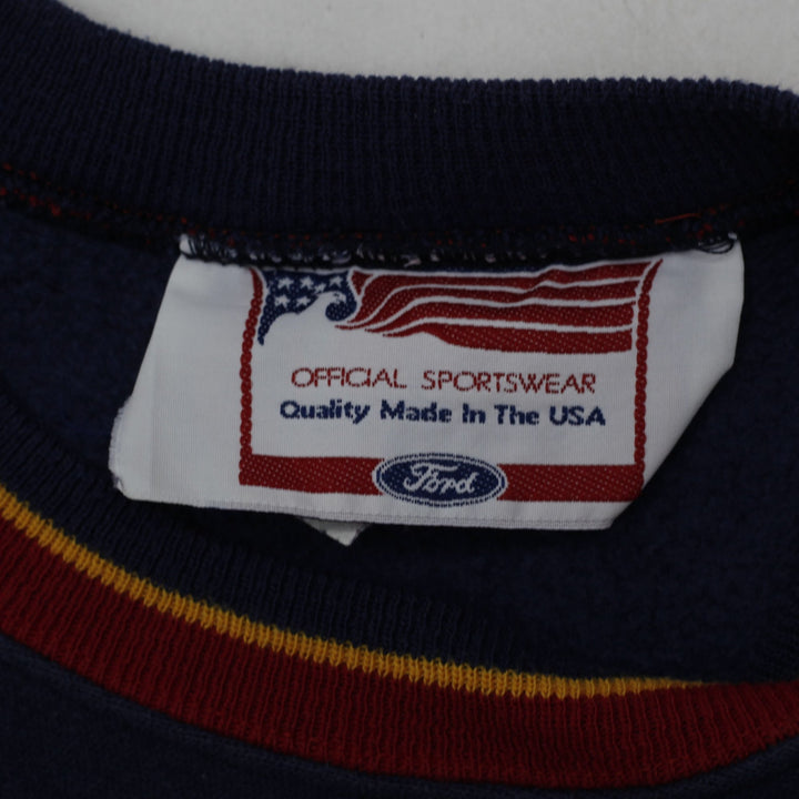 Vintage Ford Mustang Sweatshirt Navy Embroidered Logo Made In USA M | Migration_Sweatshirts - Back View | Fashion Rerun