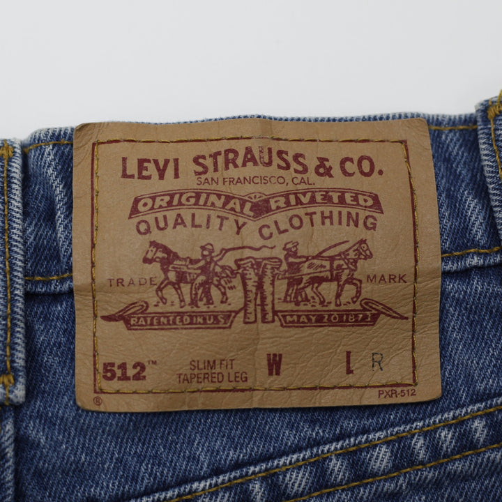 Levis 512 Blue Frayed High Waist Denim Shorts Size 28