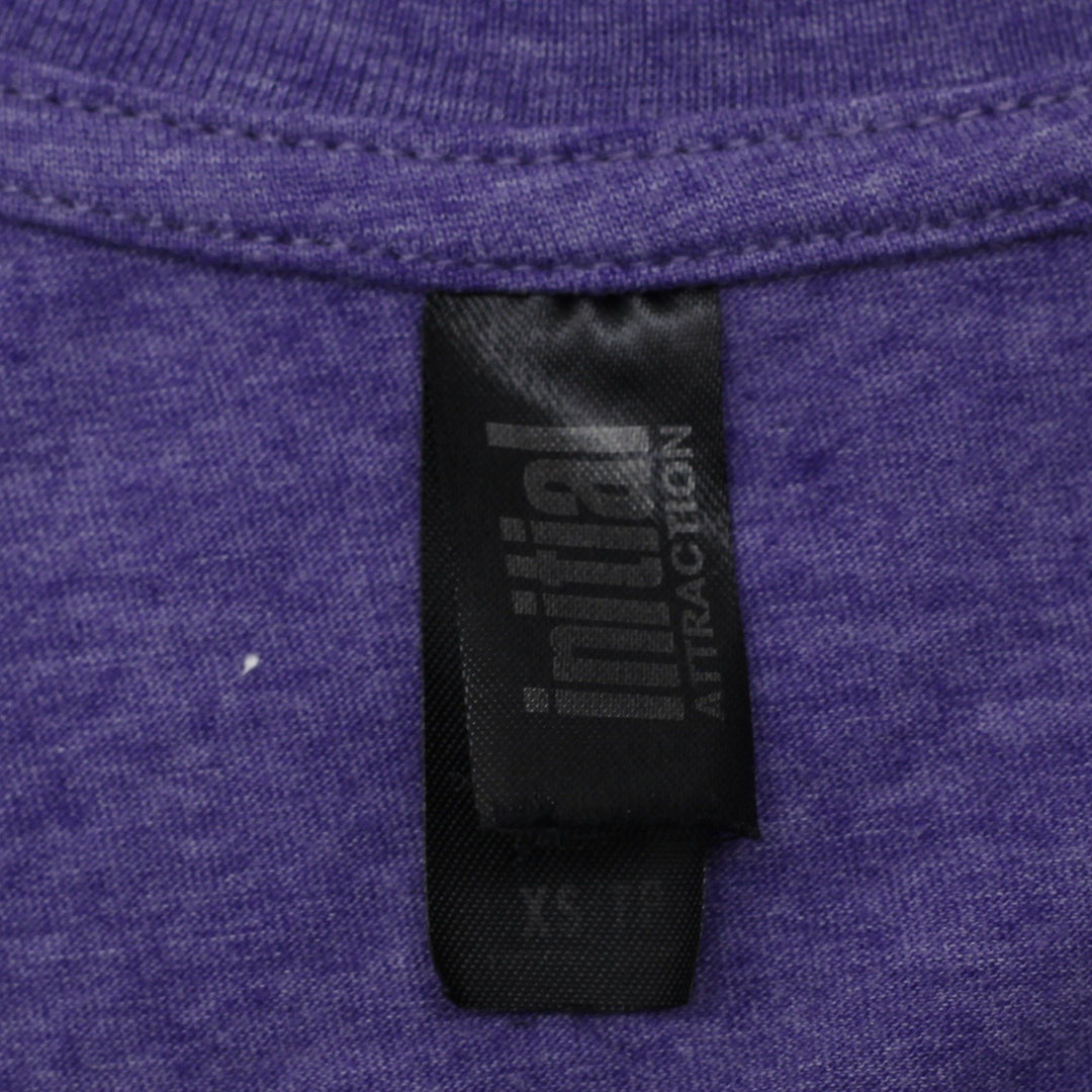 Y2K Ladies Initial Attraction Heather Purple Québec V-Neck T-Shirt Size XS