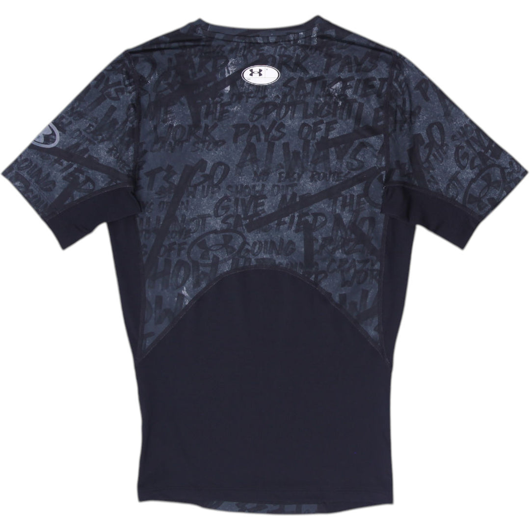Mens Under Armour T-Shirt Black Compression Sports Graphic Tee Size M