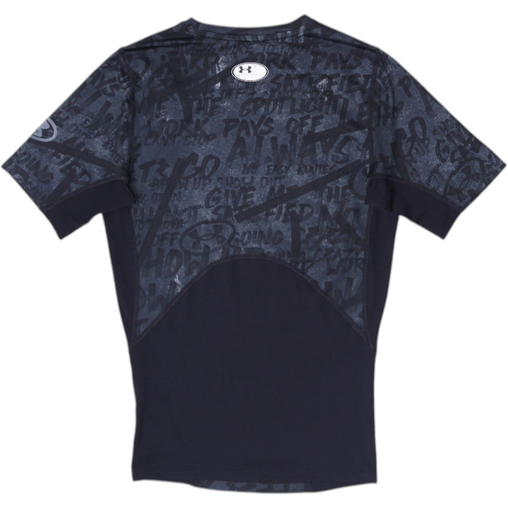 Mens Under Armour T-Shirt Black Compression Sports Graphic Tee Size M