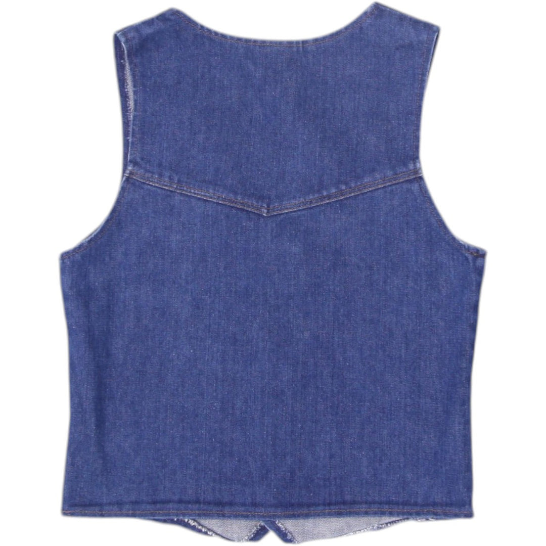 Vintage Ladies 80's Wrangler Tag rainbow Sanforset Denim Vest | Migration_Vests - Side View | Fashion Rerun