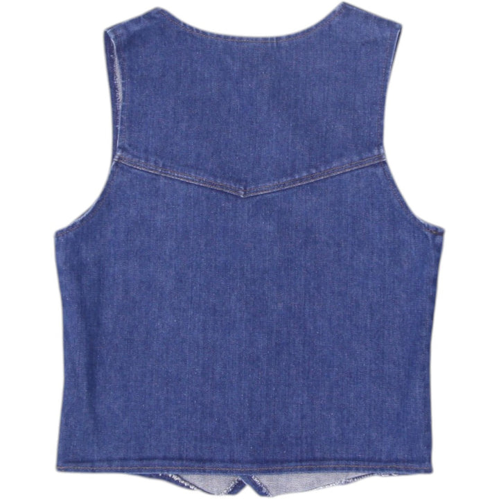 Vintage Ladies 80's Wrangler Tag rainbow Sanforset Denim Vest | Migration_Vests - Side View | Fashion Rerun