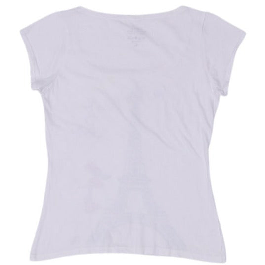 Y2K Ladies 6 Sens PL Rendez Vous Paris White Graphic Eiffel Tower T-Shirt