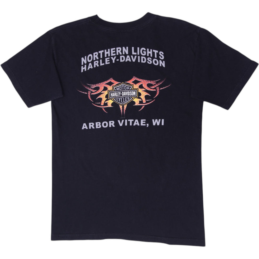 Vintage Harley Davidson Holoubek Black V-Twin Engine Graphic T-Shirt Size M