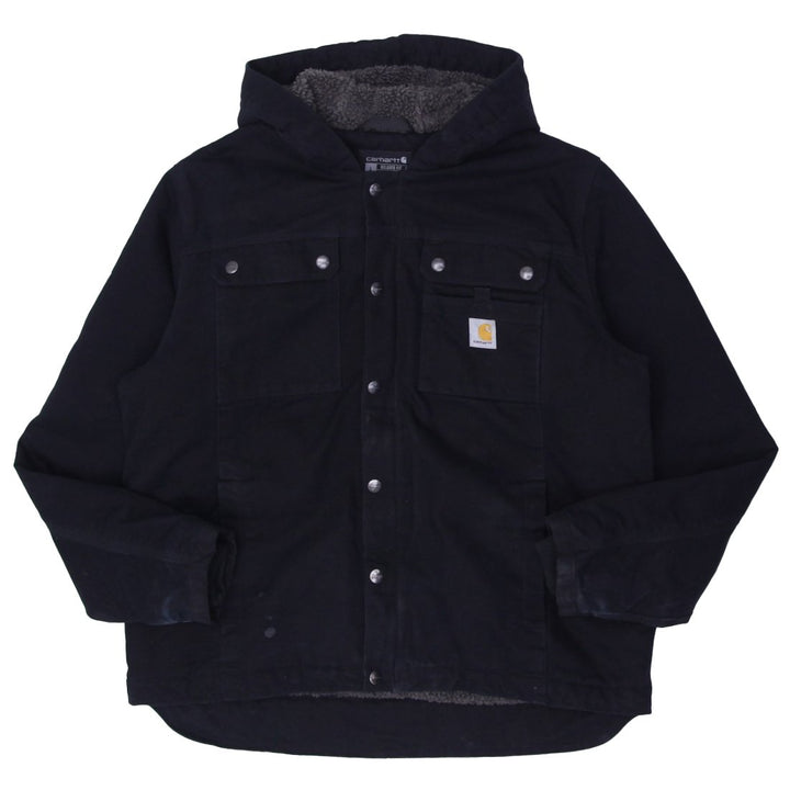 Mens Carhartt 103826 BLK Jacket Black Hooded Workwear Fleece Lining