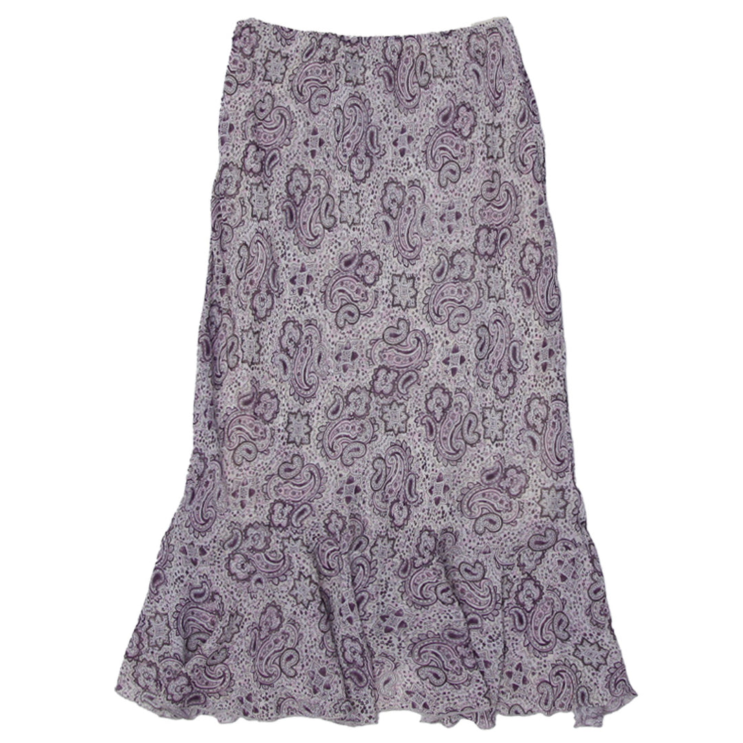 Y2K Ladies Paisley Print Ruffle Maxi Skirt