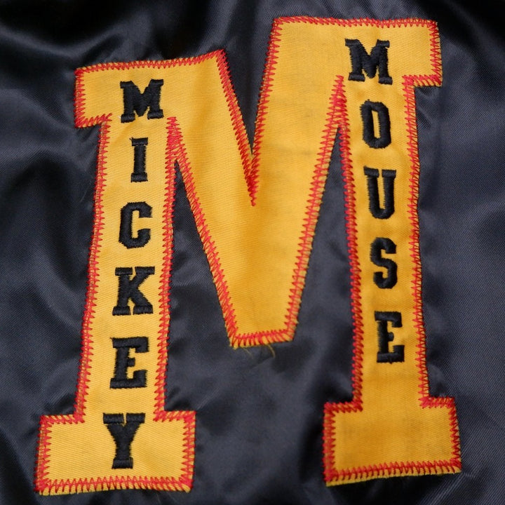 Vintage Mens Disney Mickey Mouse Varsity Jacket Black Embroidered | Migration_Jacket MJ DROP - Detail View | Fashion Rerun